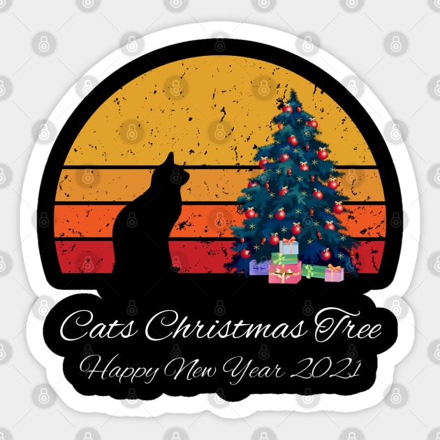 Cat christmas tree xmas gift funny Sticker by Blue Diamond Store